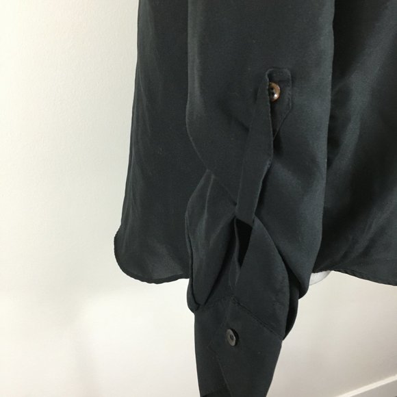 Vintage DVF DIANE VON FURSTENBERG Black Relaxed Fit Hidden Button Shirt - Picture 7 of 11